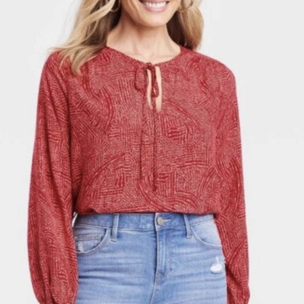 Knox Rose Red Textured Blouse